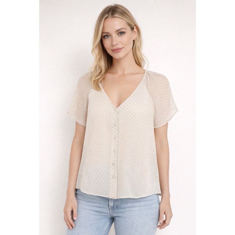 Bohme Blouse Womens S Cream Polka Dot Cottagecore Flowy Romantic Feminine Top